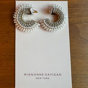 Mignonne Gavigan White Pearl Hoop Earrings